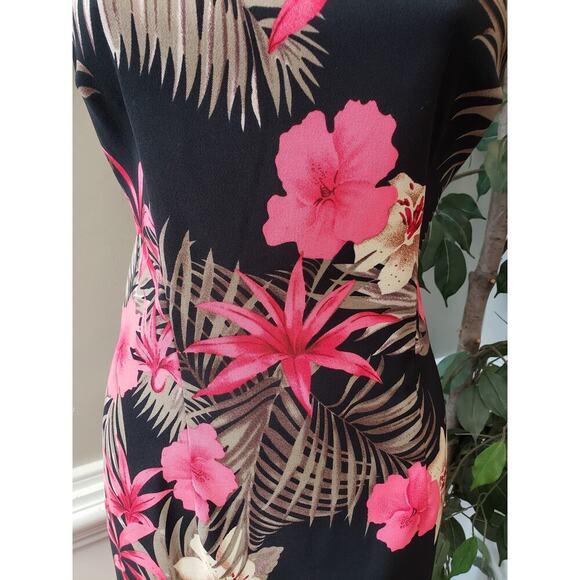 Alyx Dress Women 6 Black Floral Tropical Sleeveless Sheath Fitted Stretchy - Picture 8 of 8
